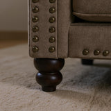 Sivoey Nailhead Armchair, Rolled Arms Accent Chair for Living Room, Single Sofa Chair with Springs Seat Cushion & Wooden Legs, Mid-Century Armchair for Apartment, Office, Farmhouse, Light Brown Sivoey