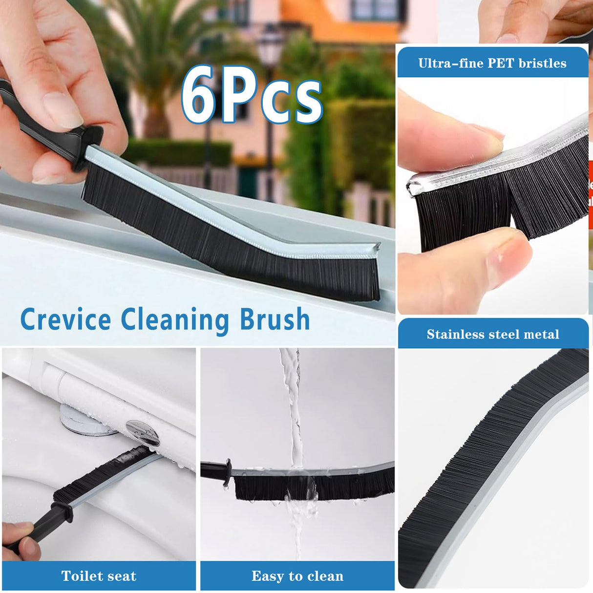 Crevice Cleaning Brush,New Multifunctional Cleaning Brush Tool, Bathroom Gap Brush, Home, Kitchen, Bathroom, Window, Vehicle, Faucets, Toilet,6Pcs AUDELN