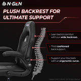N-GEN Video Gaming Computer Chair Ergonomic Office Chair Desk Chair with Lumbar Support Flip Up Arms Adjustable Height Swivel PU Leather Executive with Wheels for Adults Women Men (Black) NEO CHAIR