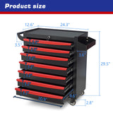MHEOMTME Rolling Tool Chest with Drawers, Craftsman Tool Box Organizer, Toolbox Cabinet with Keyed Locking System, 7 Drawer Tool Storage Cart on Wheels for Garage, Workshop and Repair Room, Black MHEOMTME