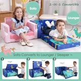 ACRABROS Kids Couch: Toddler Sofa Bed Fold Out for Gilrs Boys Baby Flip Out Convertible Lounge Chair Dinosaur ACRABROS