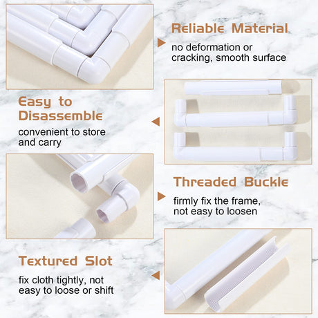 Janinka Embroidery Hoop 3 Pcs Cross Stitch Hoops and Frames White Rectangular Cross Stitch Embroidery Snap Frame DIY Sewing Tool for Quilting Silk-Painting 6 x 6, 8 x 8, 11 x 11 in(White) Janinka