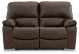 Signature Design by Ashley Leesworth Modern Leather Match Power Reclining Loveseat with USB Ports, Dark Brown Signature Design by Ashley
