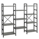 SUPERJARE Triple 4 Tier Bookshelf, Bookcase with 11 Open Display Shelves, Wide Book Shelf Book Case for Home & Office, Grey SUPERJARE