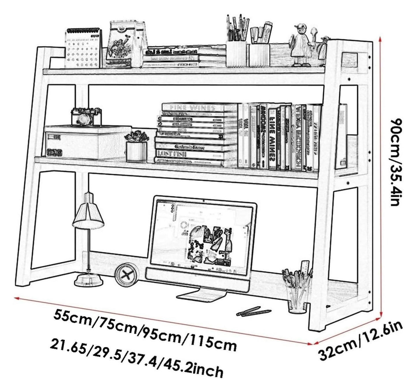 CEMELI LYF Industrial 2-Tier Desktop Bookshelf & Organiser Rack - WoodArtSupply