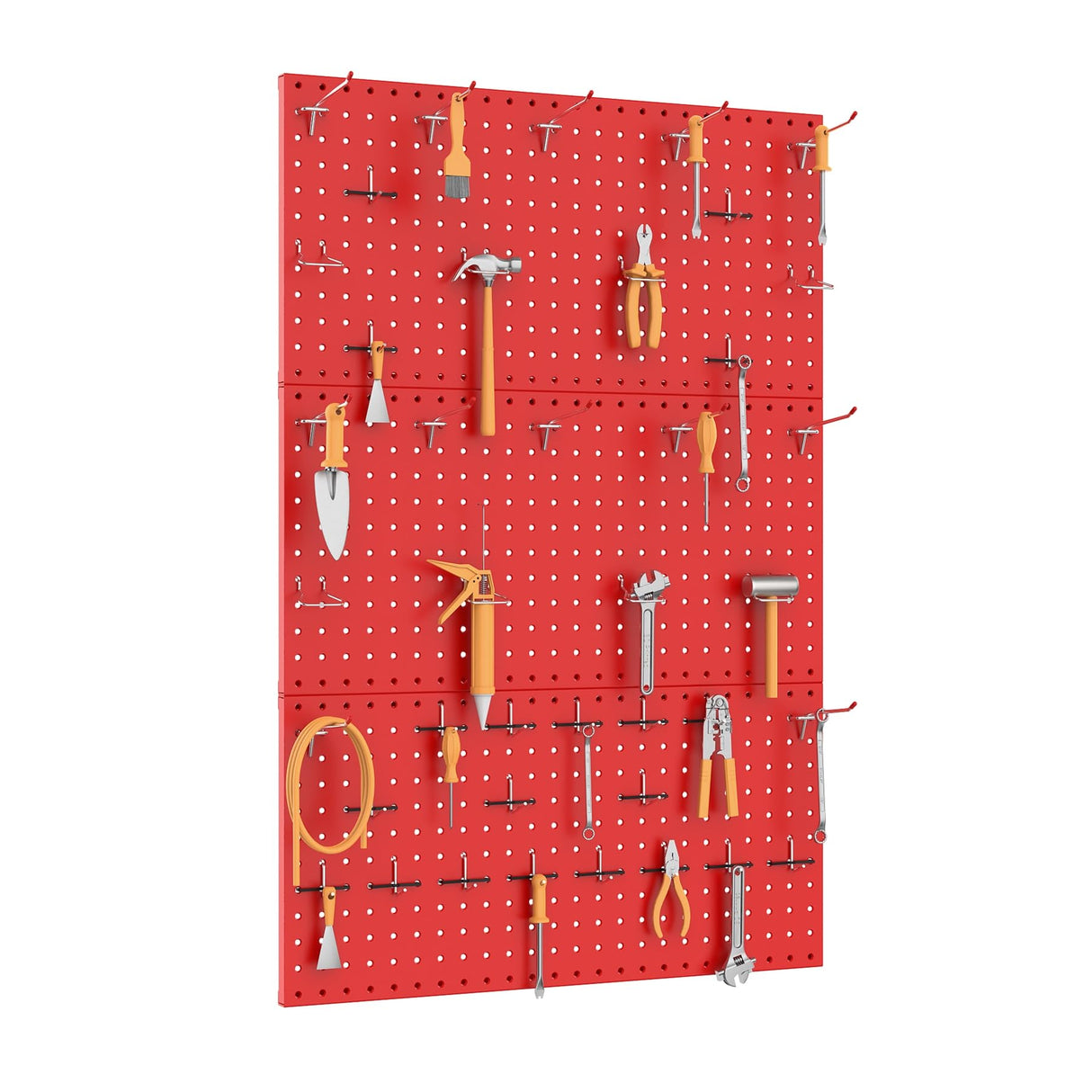 TORACK 3 PCS Metal Pegboard Panels(12x24 inch) for Wall Garage Tools Storage Pegboard System for Workbench, Modular Peg Board Tool Organizer Board Kit(Pack of 3, Red) TORACK