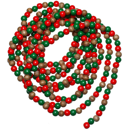 16 Feet Christmas Wooden Bead Garland Christmas Wood Red and Green Bead Garland Decor Xmas Candy Cane Decoration Farmhouse Rustic Bead Tree Decoration for Holiday Party