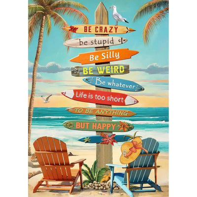 KTHOFCY 5D DIY Diamond Painting Kits for Adults,Tropical Beach Colorful Surfboard Full Drill Embroidery Cross Stitch Crystal Rhinestone Paintings Pictures Arts Wall Decor Painting Dots Kits 12X16 inch