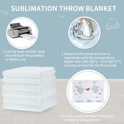 Preboun 10 Pcs Sublimation Throw Blanket Thick Plush Blankets Soft Fuzzy Blanket White Blank Blanket for DIY Custom Personalized Sublimation Photo (30 x 40 Inch)