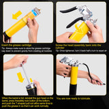 Grease Gun Kit, 7000 PSI Heavy Duty Pistol Grip Grease Gun with 14 oz Capacity, Includes 18 Inch Resin Flex Hose, Double Handle Grease Coupler and Other Accessories, Grease Gun for Automotive, Marine GETLMUL