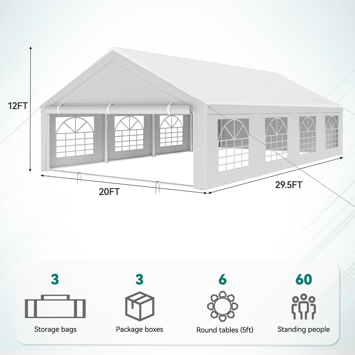 YITAHOME 20x30 ft Outdoor Heavy Duty Party Tent Wedding Event Shelters Upgraded Galvanized Canopy with Large White Roof, Removable PVC Sidewalls & 3 Storage Bags YITAHOME