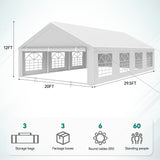 YITAHOME 20x30 ft Outdoor Heavy Duty Party Tent Wedding Event Shelters Upgraded Galvanized Canopy with Large White Roof, Removable PVC Sidewalls & 3 Storage Bags YITAHOME
