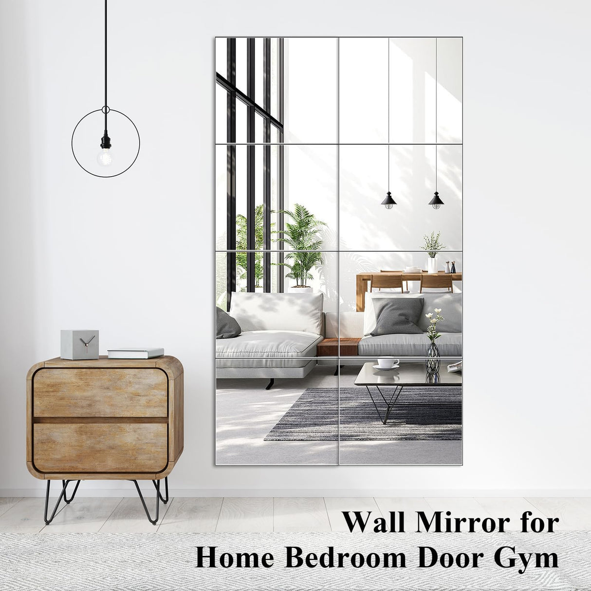 POASAS Mirror Full Length, 14x12 Inchx4PCS Wall Mirror Tiles,Full Body Mirror,Acrylic Shatterproof Mirrors for Bedroom,Door,Home Gym,Kids POASAS