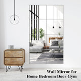 POASAS Mirror Full Length, 14x12 Inchx4PCS Wall Mirror Tiles,Full Body Mirror,Acrylic Shatterproof Mirrors for Bedroom,Door,Home Gym,Kids POASAS
