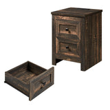 AMERLIFE Nightstand Set of 2 with Charging Station, Rustic Bedside Table with Drawers Storage, Farmhouse Wood Night Stand for Bedroom, Living Room, Dark Oak AMERLIFE