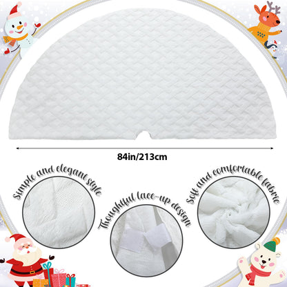 Vertintong 84 Inch Large Christmas Tree Skirt Faux Fur White Tree Skirt with Cable Knit Knitted Thick Decoration for 12ft Christmas Tree Decorations Xmas Home Winter Holiday Party Decorations