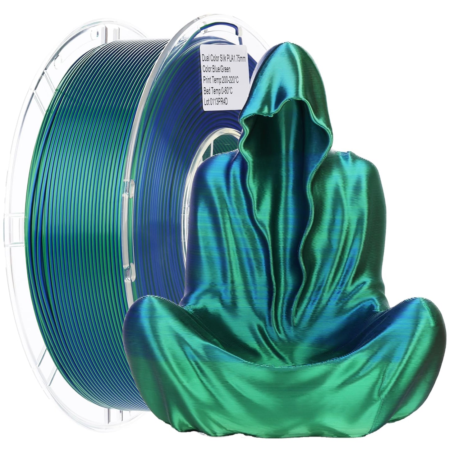 FXAAGFH 1KG 3D Printer Filament Bundle, 3 D PLA Printing Filament 1.75mm, Dual Color, +/-0.03mm, 1kg/2.2lbs Silk Blue Green - WoodArtSupply