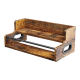 KLM Liquor Bottle Display Shelf, Coffee Syrup Rack Organizer, 2 Step Countertop Liquor Wine Rack, mini bar,Liquor Cabinet, Home Retro Bar Shelf Stand for Liquor Whiskey, Spirits, Brown KLM