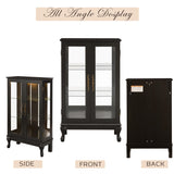 Eyisean 44" H Lighted Glass Display Cabinet with Glass Doors, Wooden Curio Cabinet with 3 Adjustable Shelves, Mirrored Back Panel, Arched China Cabinet for Living Room, Light Bulb Included (Black) Eyisean