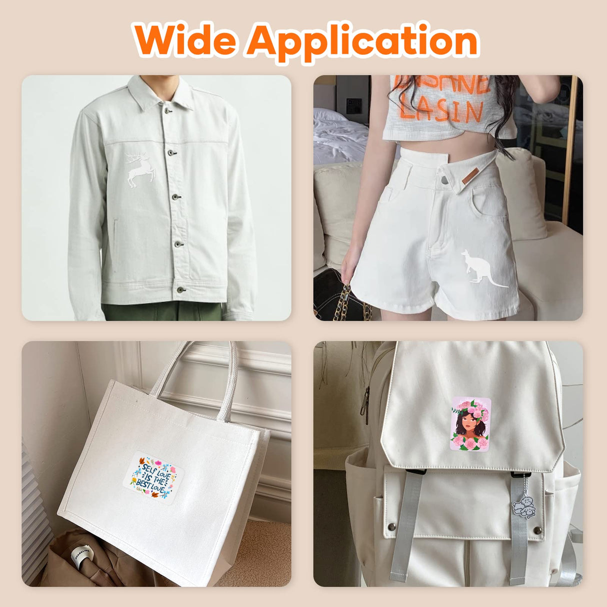 HTVRONT Iron on Patches for Clothing Repair, 20 Pieces White Sublimation Patches, Fabric Patches for Clothes, White Repair Decorating Kit, Iron on Blank Patches Size 3.7" by 4.9" (9.5 cm x 12.5 cm) HTVRONT