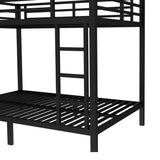 Bellemave Full Over Full Bunk Beds for Adults with Ladder & Full-Length Guardrails, Metal Heavy Duty Full Size Bunk Bed Frame with Sturdy Slats, Noise Free, No Box Spring Needed, Black Bellemave