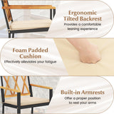 Tangkula 7 Piece Patio Wood Dining Set with Umbrella Hole, Outdoor Rectangle Acacia Table and Cushioned Chairs with Heavy Duty Metal Frame, for Front Porch, Yard, Balcony Tangkula