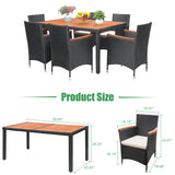 Flamaker 7 Piece Patio Dining Set Outdoor Acacia Wood Table and Chairs with Soft Cushions Wicker Patio Furniture for Deck, Backyard, Garden Flamaker