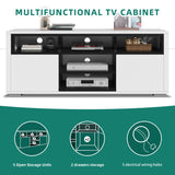 YITAHOME TV Stand for 55 inch TV, White Modern Entertainment Center with Storage, LED TV Stands for Living Room, High Glossy TV Console Cabinet, White & Black YITAHOME