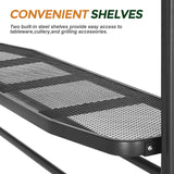 COOS BAY 8x5 Barbeque Grill Gazebo Outdoor BBQ Gazebo Canopy, Steel Frame Double-Tier Polycarbonate Top Canopy with Shelves Serving Tables COOS BAY