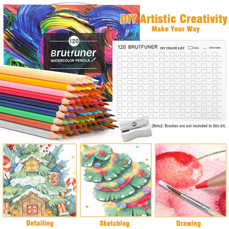 LBW Watercolor Pencils 120 Professional Water Colored Pencils for Adult Coloring Book Blending Sketching LBW