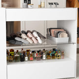 Elegant White Homsee Wardrobe Armoire with Glass Top and 6 Drawers for Stylish Storage Homsee