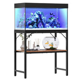 MAHANCRIS 30 Gallon Fish Tank Stand, Aquarium Stand with 2-Tier Storage Shelves, Heavy Duty Breeder Turtle Terrarium Stand Rack for Home Office, 30.0" L x 11.8" W x 24.4" H, Rustic Brown FTHR3001 MAHANCRIS