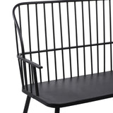 Deco 79 Metal Patio Outdoor Bench Grill Style High Back Frame Patio Bench with Trestle Legs and Armrests, Bench 48" x 19" x 38", Black Deco 79
