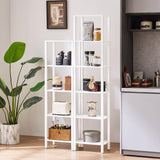 YUFAM 54in Tall Bookshelf 5-Tier Small Narrow Bookcase, Skinny Book Shelf for Small Space, Farmhouse Slim Shelf with Storage, Wood Freestanding Display Thin Bookshelves for Living Room, Office, White YUFAM