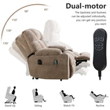 CANMOV Oversized Power Lift Recliner Chair for Elderly, Big and Tall Electric Recliner Chair with Massage and Heating, Dual Motor Heavy Duty Lift Recliner with USB Port, Cup Holders, Pockets, Brown CANMOV