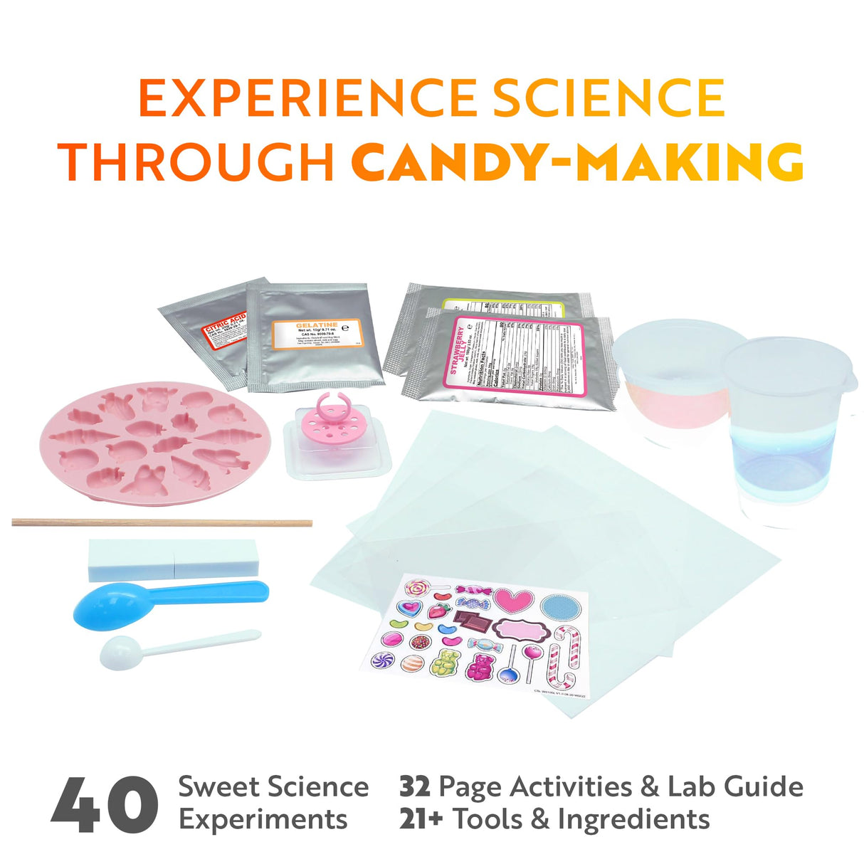 Playz Edible Candy Making Science Kit for Kids Ages 8-12 Years Old - Food Science Chemistry Kid Science Kit with 40 Experiments to Make Your Own Chocolates, Educational Science Kits for Boy & Girls Playz