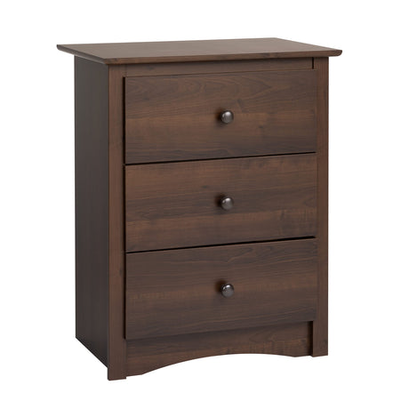 Prepac Sonoma Traditional Tall Nightstand Side Table with 3 Drawers, Functional Tall 3-Drawer Bedside Table 16" D x 23" W x 29" H, Espresso, EDC-2403 Prepac