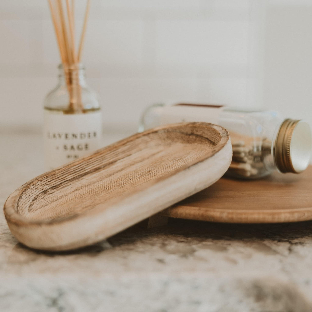 Sweet Water Decor Rustic Wood Tray for Home | Kitchen and Bathroom Dispenser Holder | Jewelry Dish | Wooden Soap Holder for Bottles | Trays for Counter Tops | Vanity Plate | Farmhouse Dish Décor Sweet Water Decor