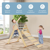 OLAKIDS Pikler Triangle Set 3 in 1 Climbing Toys for Toddlers Foldable Wood Montessori Baby Jungle Gym with Ramp Ladder Slide Kids Indoor Playground Activity Play Structure Olakids