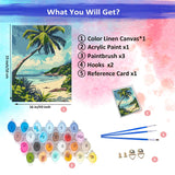 JUJUHOOD Beach Scene with Palm Tree Paint by Numbers Kit for Adults, Beach Adult Paint by Number Kits,DIY Acrylic Paint by Number on Canvas for Home Wall Decor 16X20 Inch JUJUHOOD