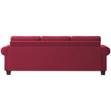 Fadware 91” Sofa Couch, Deep Seat Sofa with Lawson Style Armrests, Modern 3 Seater Sofa with Upholstered Cushion& Backrests, Mid-Century Comfy Couch for Living Room, Apartment, Red Fadware