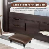 YOYETECO Small Foot Stool Ottoman with Stable Wood Legs Upholstered Footstool Padded Foot Rest Step Stool for High Beds Seat Chair Couch Sofa Patio Bedroom Living Room Office (5.9" H-Brown) YOYETECO