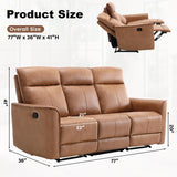CANMOV Manual Loveseat Recliner Sofa Set, Wall-Hugger Reclining Living Room Furniture Set, Leathaire 2-Seater Recliner Chair and 3-Seat Reclining Sofa Couches for Office, Villa, Brown(Loveseat+Sofa) CANMOV