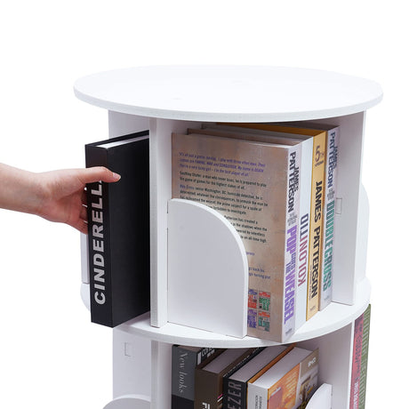 3-Tier Rotating White Display Bookcase for Kids and Adults Kathring