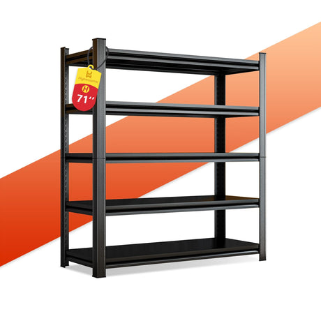 Hymnxemo Heavy Duty 5-Tier Shelving Unit 2500LBS Capacity - Adjustable Steel Garage Shelves for Warehouse, Basement Storage(45.3''W×17.7''D×71''H) Hymnxemo