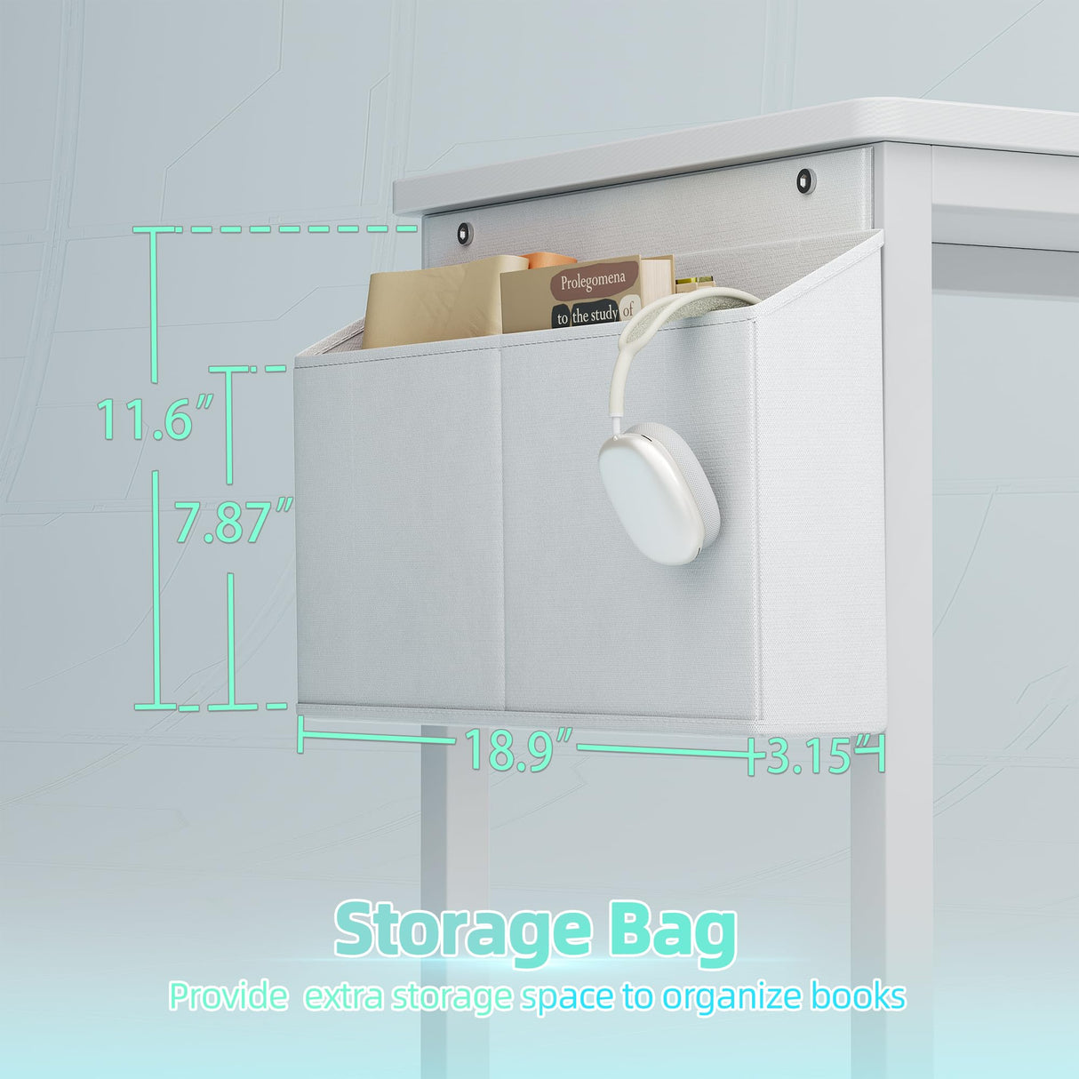 TIQLAB Gaming Desk 40 inch with Power Outlet and LED Light, Computer Desk with Reversible Shelves and Storage Drawer, Small PC Desk for Home Office Table with Bag, Carbon Fiber White TIQLAB