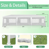 LIULINREST 10x30FT Outdoor Wedding Tents for Parties, Heavy Duty Canopy Event Tent with 5 Removable Sidewalls and Windows, Waterproof Gazebo Shelter for Weddings, BBQs & Events (White, 10X30FT-5Sides) LIULINREST
