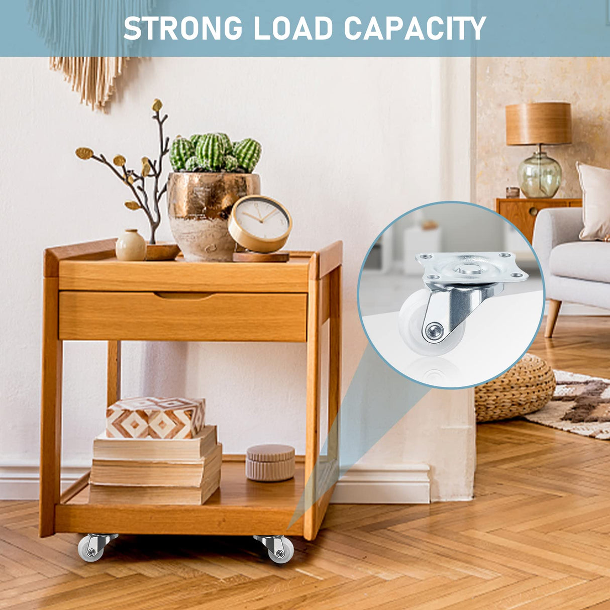 Cofufu 1" Low Profile Caster Wheels Set of 4, No Noise Casters for Furniture with Polyurethane Wheels, Small Rectangle Swivel Caster with 360 Degree Top Plate 22 lbs Weighs Capacity Each Caster Cofufu