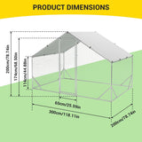 Outdoor Metal Chicken Coop & Run - 9.8x6.5FT Galvanized Steel Walk-in Poultry Cage with Waterproof Anti-UV Cover for Backyard, Garden, Farm (Chickens/Ducks/Rabbits) GAOMON