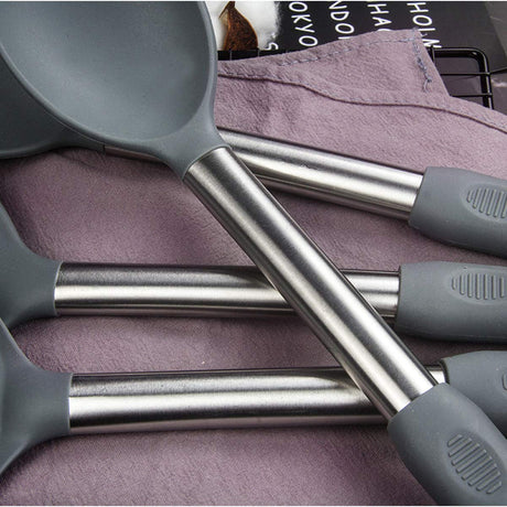 Silicone Kitchen Cooking Utensils Set with Stainless Steel Handle, Spatula Set Utensil Set, Cooking Utensil Set,Kitchen Tools Gadgets for Nonstick Cookware BECBOLDF
